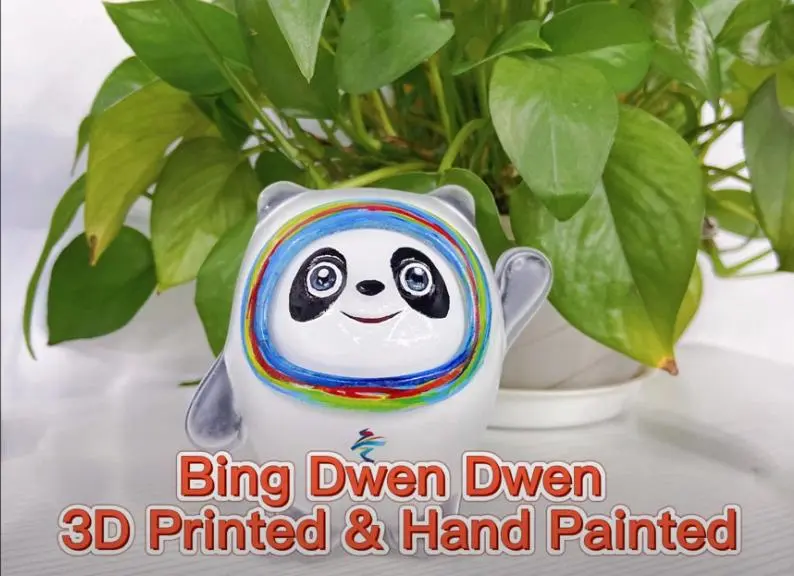 Bing Dwen Dwen 3D impresso e pintado à mão-mascote olímpico oficial de Pequim 2022